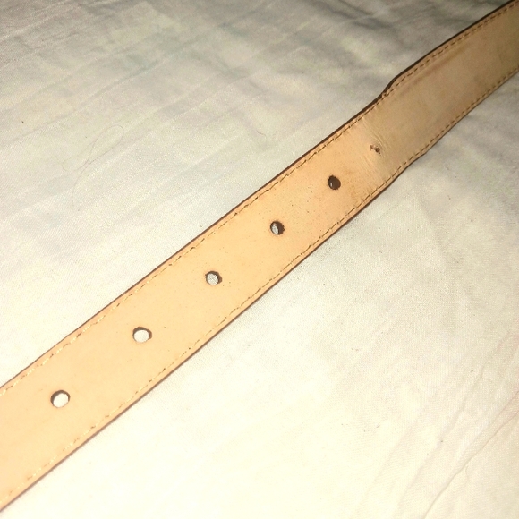 Tan Italian Lizard Embossed Leather Belt with Silver Buckle Sz 52 - Picture 4 of 7